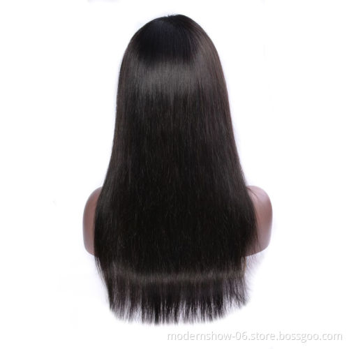 Human Hair Lace Wigs with Bangs 150 180 Density Straight 100% Virgin Remy Human Hair Lace Front Wig Brazilian Hair Swiss Lace